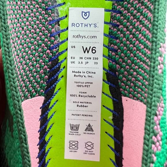 NWOB Rothy’s The Point Flats Green Botanicamo Sz 6 Retired Rare Comfort Washable - Picture 9 of 9